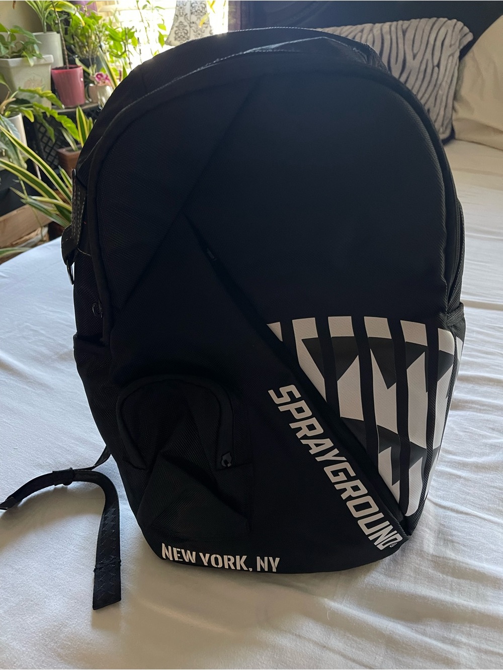Sprayground Black and White Graphic Backpack